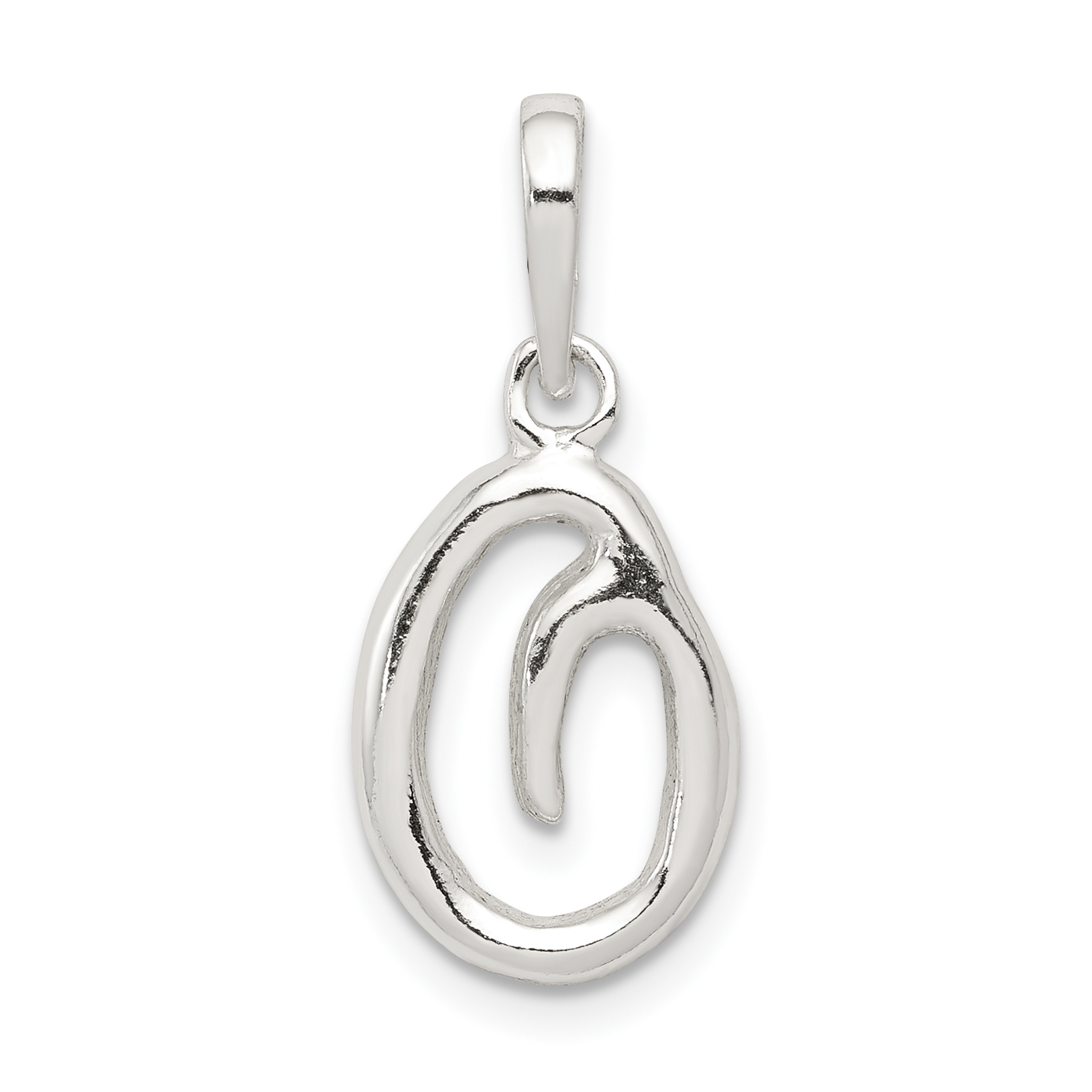 Sterling Silver Letter O Initial Pendant (QC6512O)