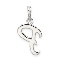 Sterling Silver Letter P Initial Pendant view 4