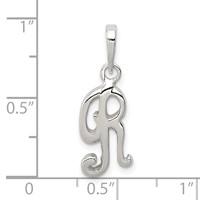 Sterling Silver Letter R Initial Pendant view 3