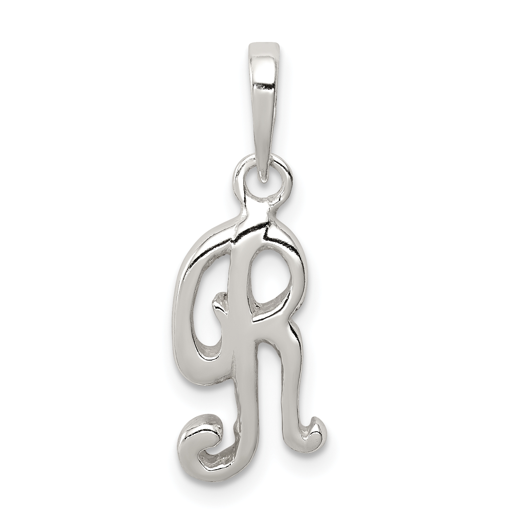 Sterling Silver Letter R Initial Pendant (QC6512R)