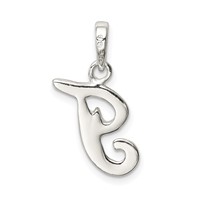 Sterling Silver Letter T Initial Pendant view 4