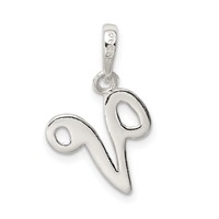 Sterling Silver Letter V Initial Pendant view 4