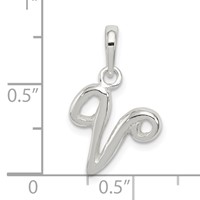 Sterling Silver Letter V Initial Pendant view 3