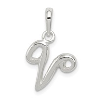 Sterling Silver Letter V Initial Pendant view 1
