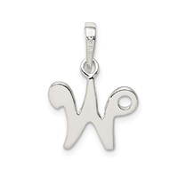 Sterling Silver Letter W Initial Pendant view 4