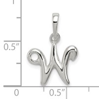 Sterling Silver Letter W Initial Pendant view 3