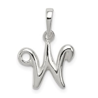 Sterling Silver Letter W Initial Pendant view 1