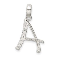 Sterling Silver CZ Letter a Initial Pendant view 4