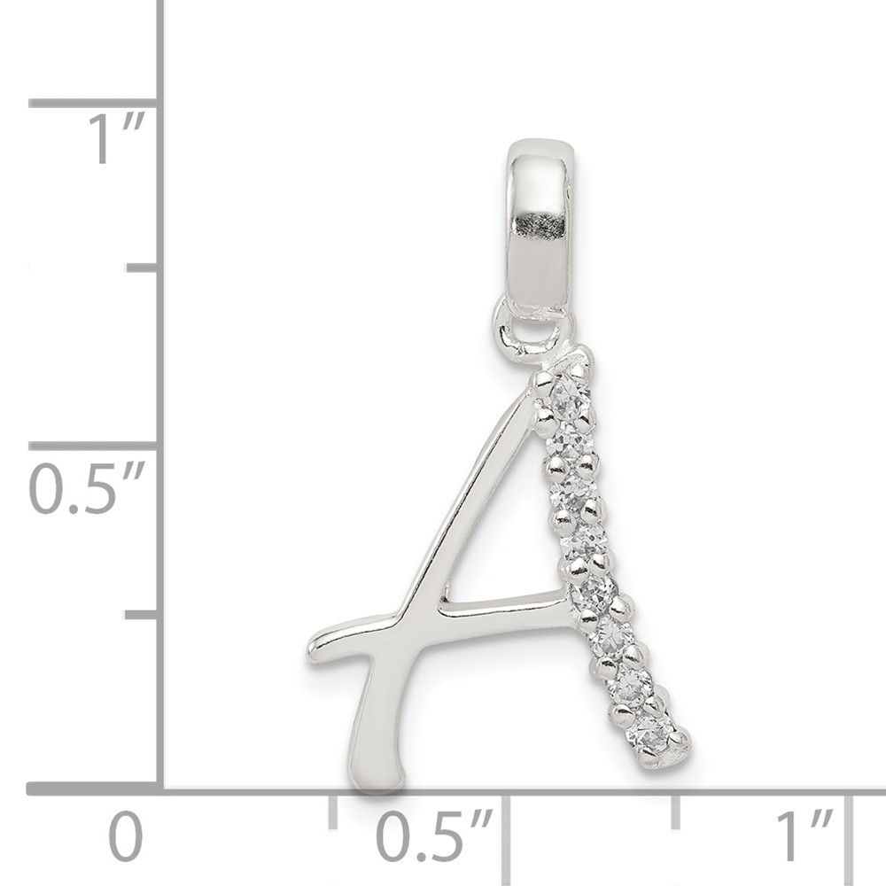 Sterling Silver CZ Letter A Initial Pendant (QC6525A)