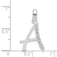 Sterling Silver CZ Letter a Initial Pendant view 3
