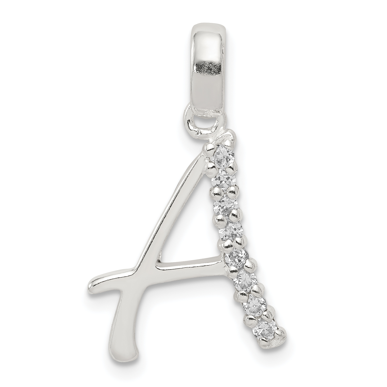 Sterling Silver CZ Letter A Initial Pendant (QC6525A)