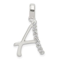 Sterling Silver CZ Letter a Initial Pendant view 1