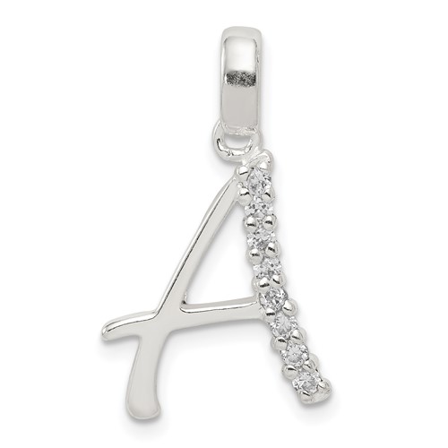 Sterling Silver CZ Letter a Initial Pendant