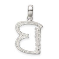 Sterling Silver CZ Letter B Initial Pendant view 4