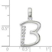 Sterling Silver CZ Letter B Initial Pendant view 3