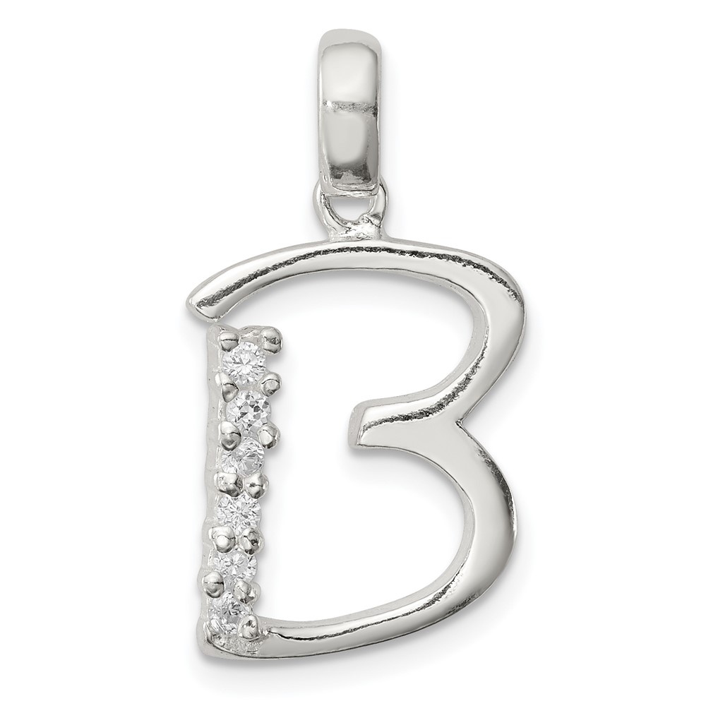 Sterling Silver CZ Letter B Initial Pendant (QC6525B)