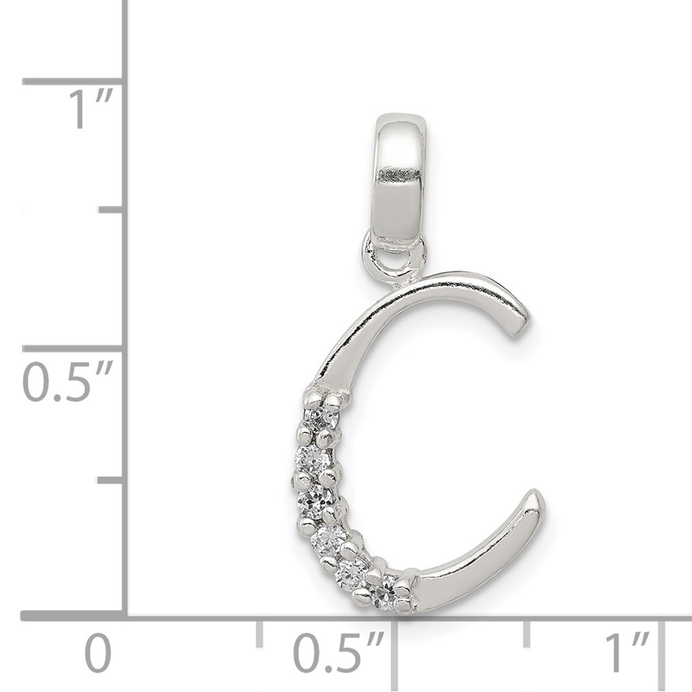 Sterling Silver CZ Letter C Initial Pendant (QC6525C)