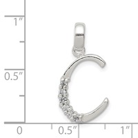 Sterling Silver CZ Letter C Initial Pendant view 3
