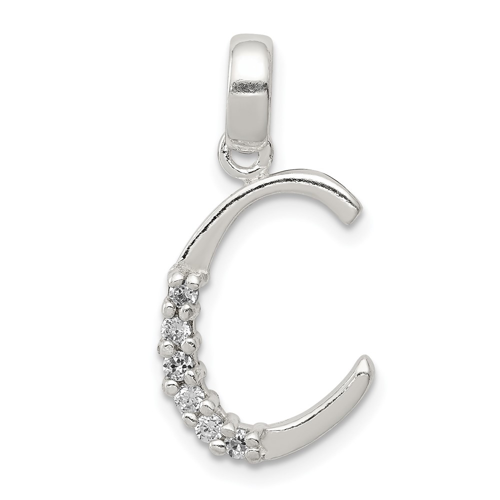 Sterling Silver CZ Letter C Initial Pendant (QC6525C)