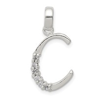 Sterling Silver CZ Letter C Initial Pendant view 1