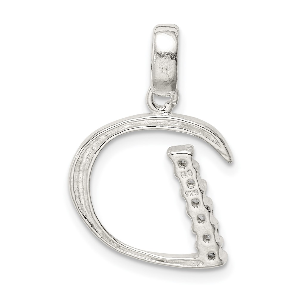 Sterling Silver CZ Letter D Initial Pendant (QC6525D)