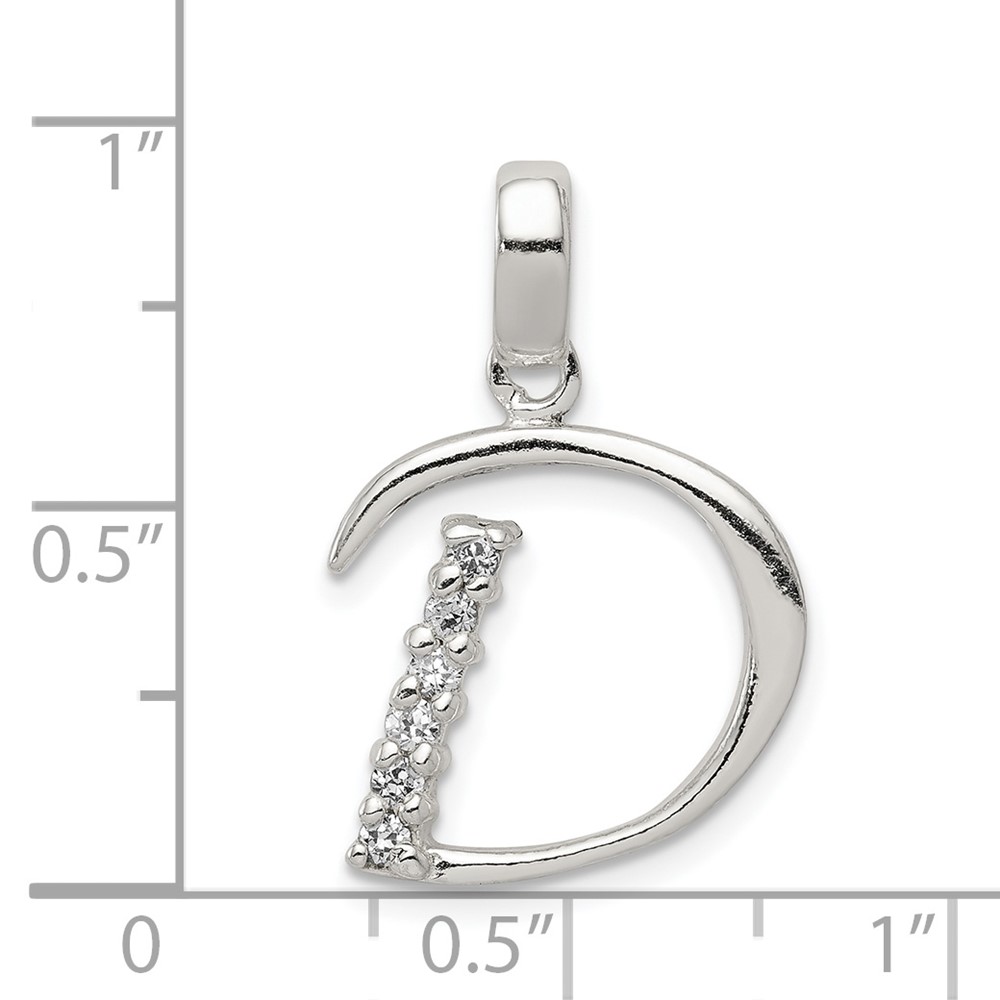 Sterling Silver CZ Letter D Initial Pendant (QC6525D)