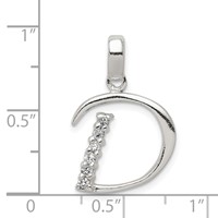 Sterling Silver CZ Letter D Initial Pendant view 3