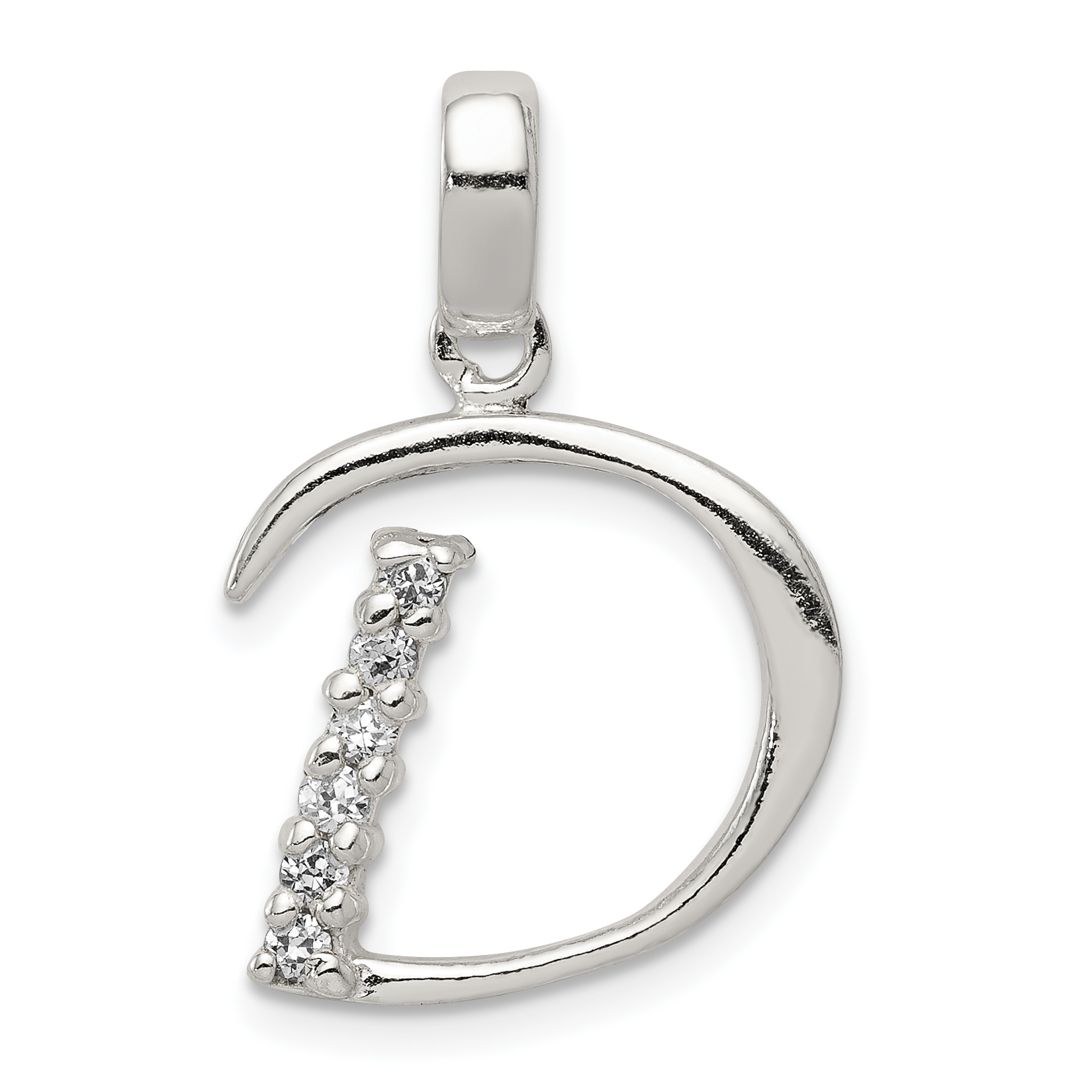 Sterling Silver CZ Letter D Initial Pendant (QC6525D)