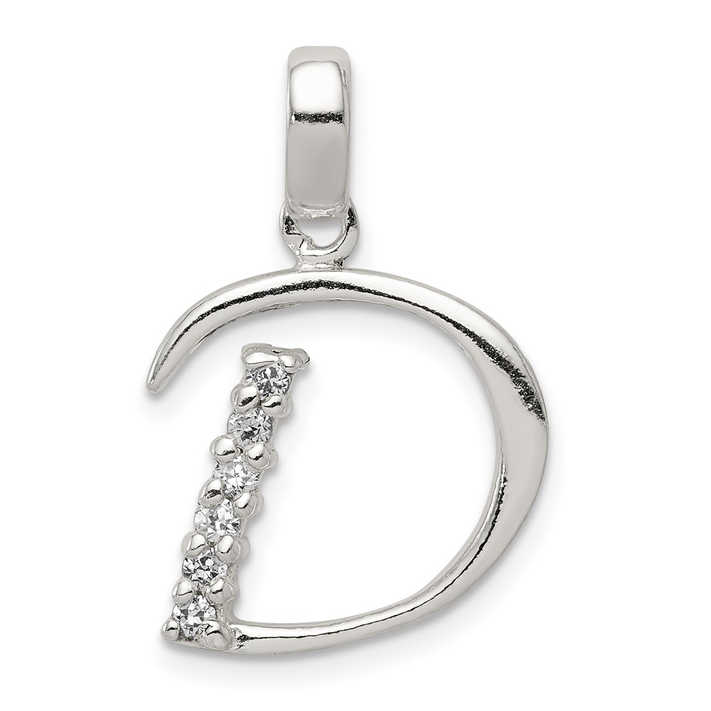 Sterling Silver CZ Letter D Initial Pendant (QC6525D)