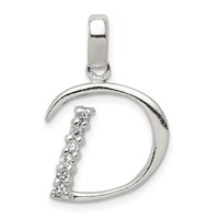 Sterling Silver CZ Letter D Initial Pendant view 1