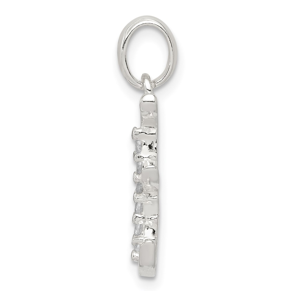 Sterling Silver CZ Letter E Initial Pendant (QC6525E)
