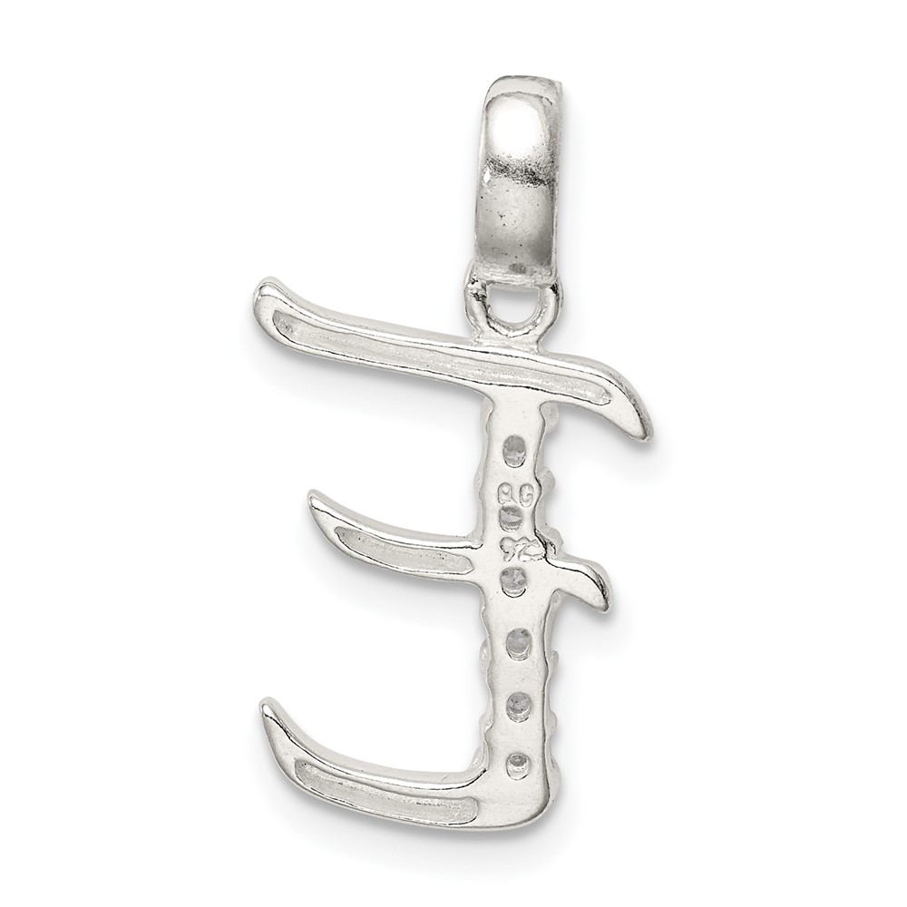 Sterling Silver CZ Letter E Initial Pendant (QC6525E)