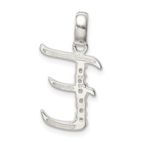 Sterling Silver CZ Letter E Initial Pendant view 3