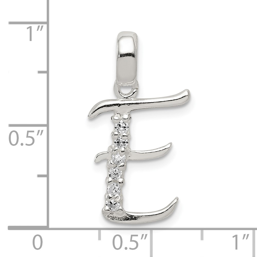 Sterling Silver CZ Letter E Initial Pendant (QC6525E)