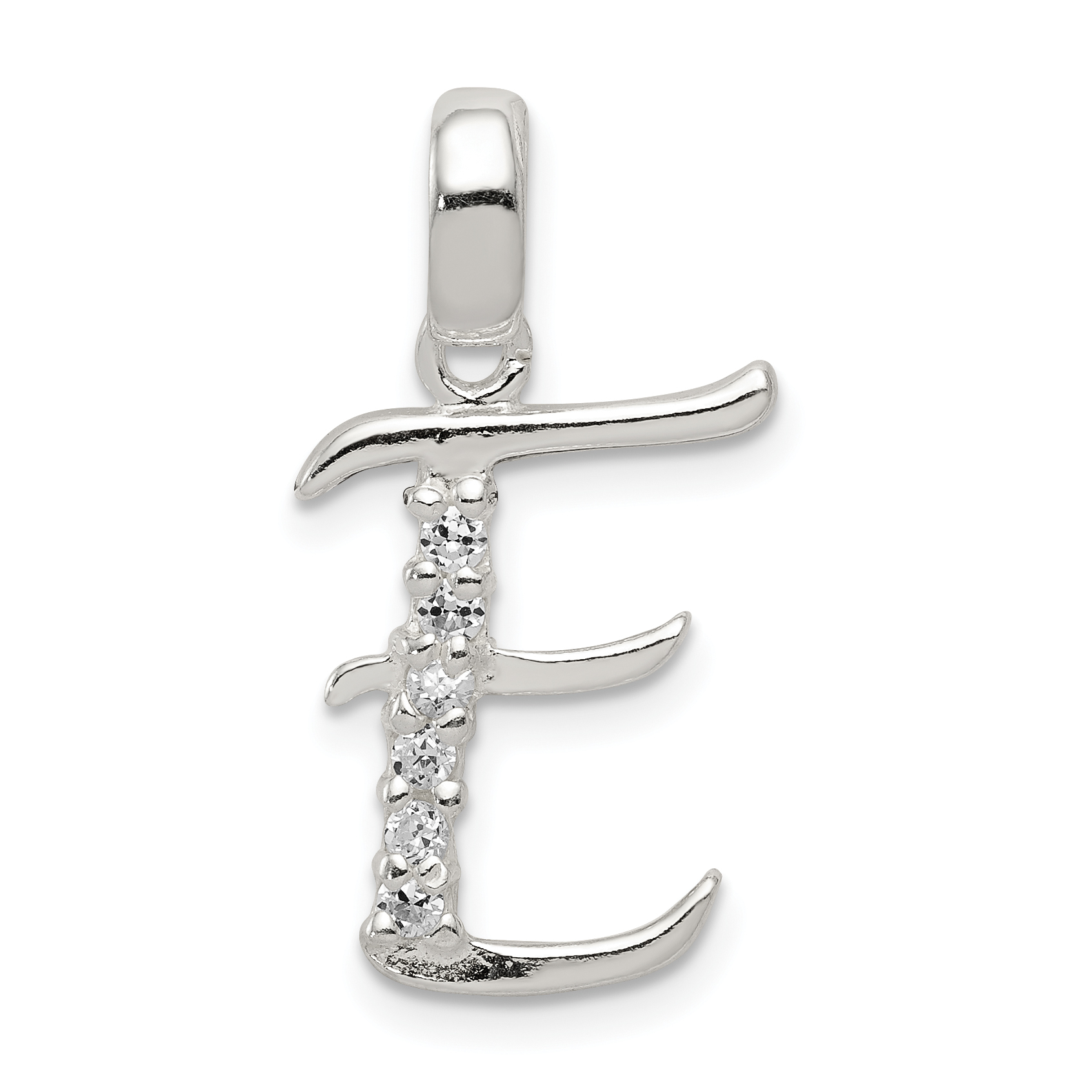 Sterling Silver CZ Letter E Initial Pendant (QC6525E)