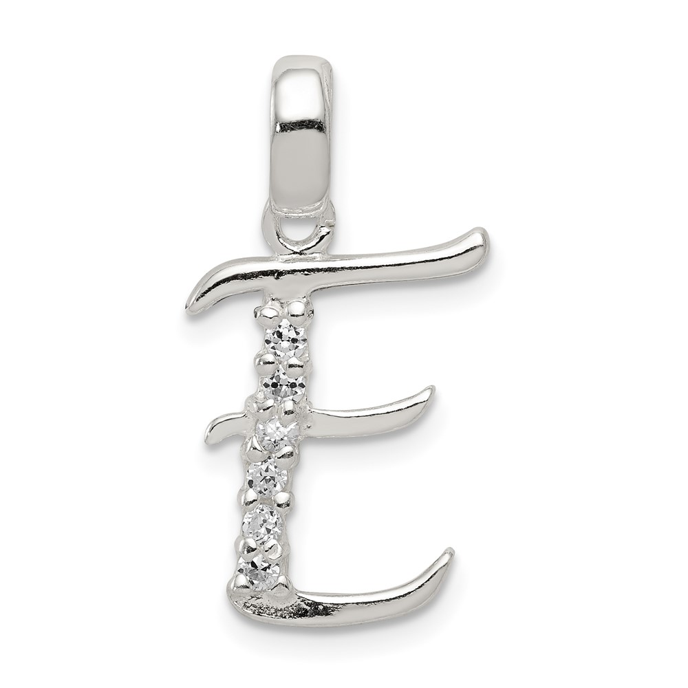 Sterling Silver CZ Letter E Initial Pendant (QC6525E)