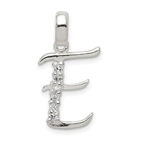 Sterling Silver CZ Letter E Initial Pendant view 1