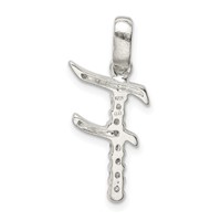 Sterling Silver CZ Letter F Initial Pendant view 3