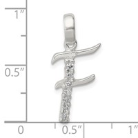 Sterling Silver CZ Letter F Initial Pendant view 4