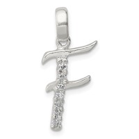 Sterling Silver CZ Letter F Initial Pendant view 1