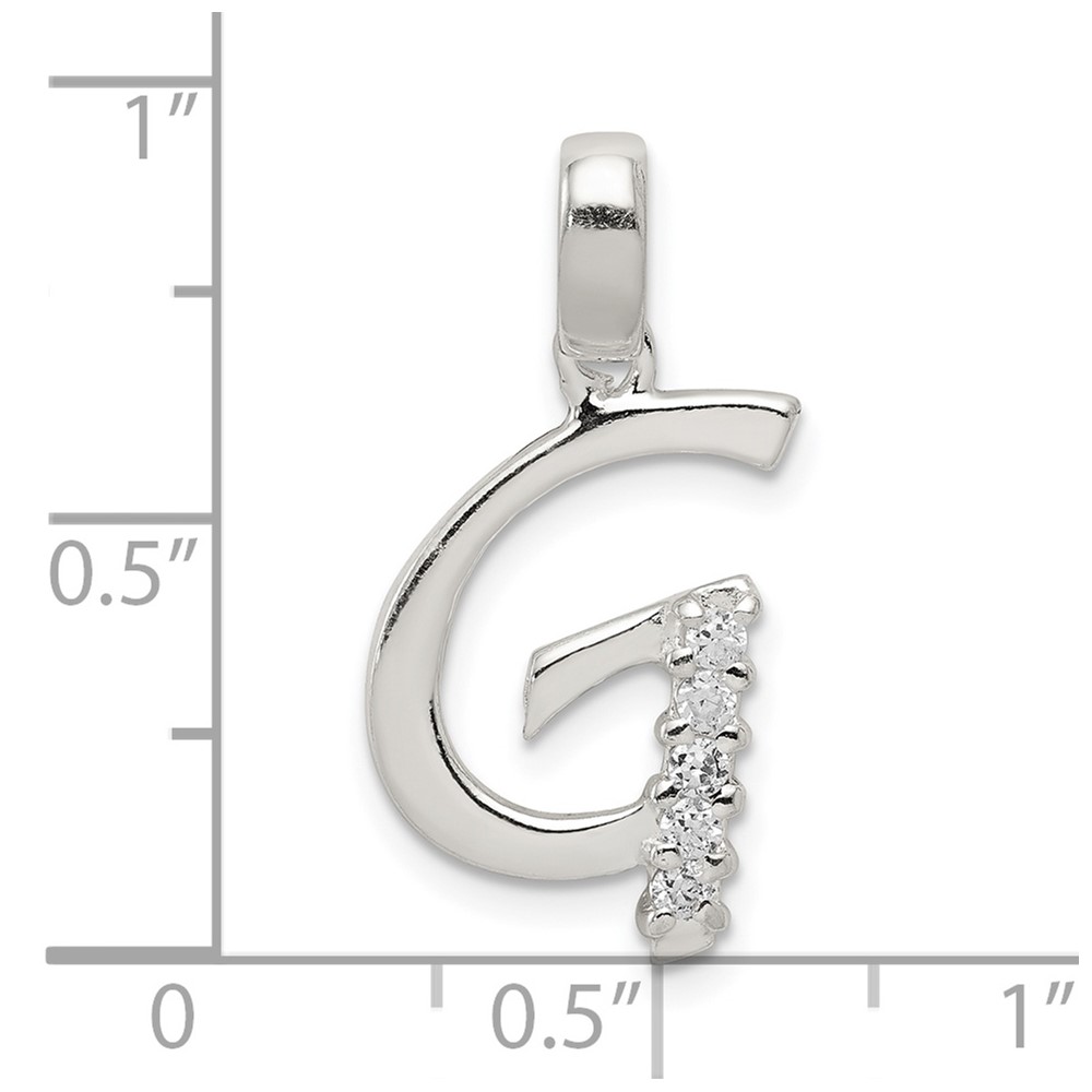Sterling Silver CZ Letter G Initial Pendant (QC6525G)