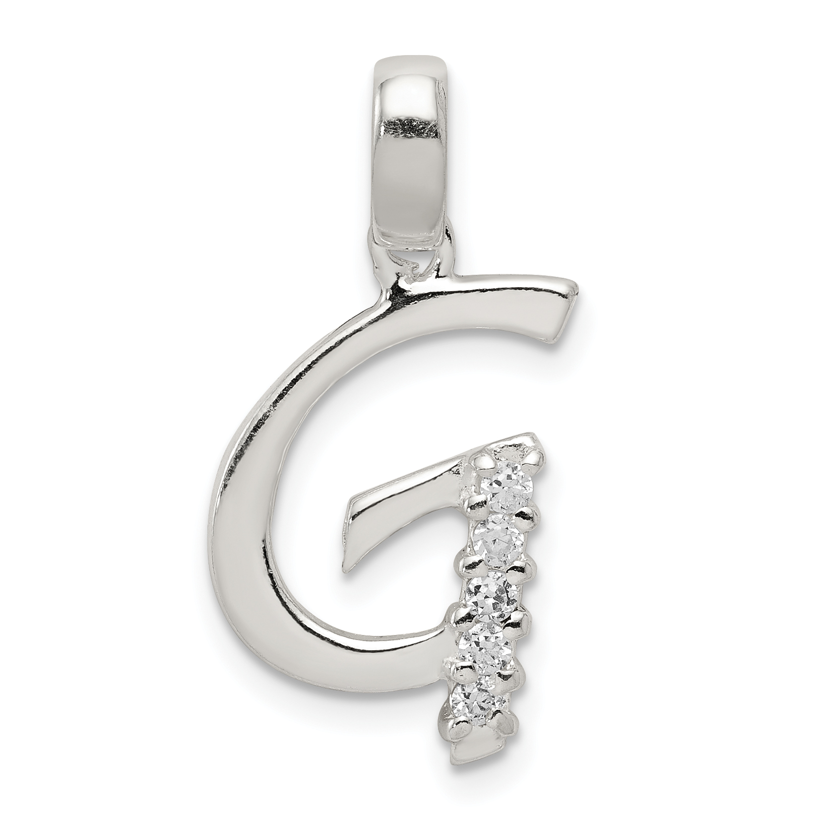 Sterling Silver CZ Letter G Initial Pendant (QC6525G)
