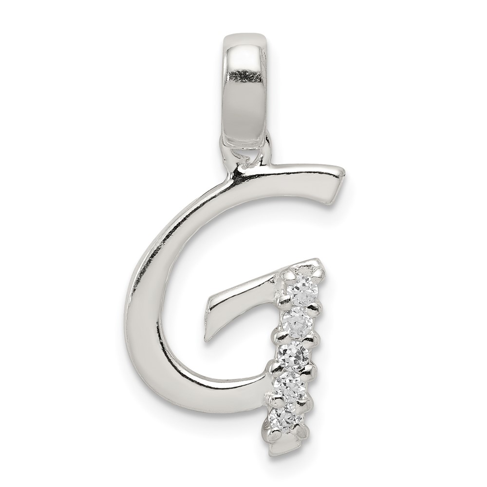 Sterling Silver CZ Letter G Initial Pendant (QC6525G)