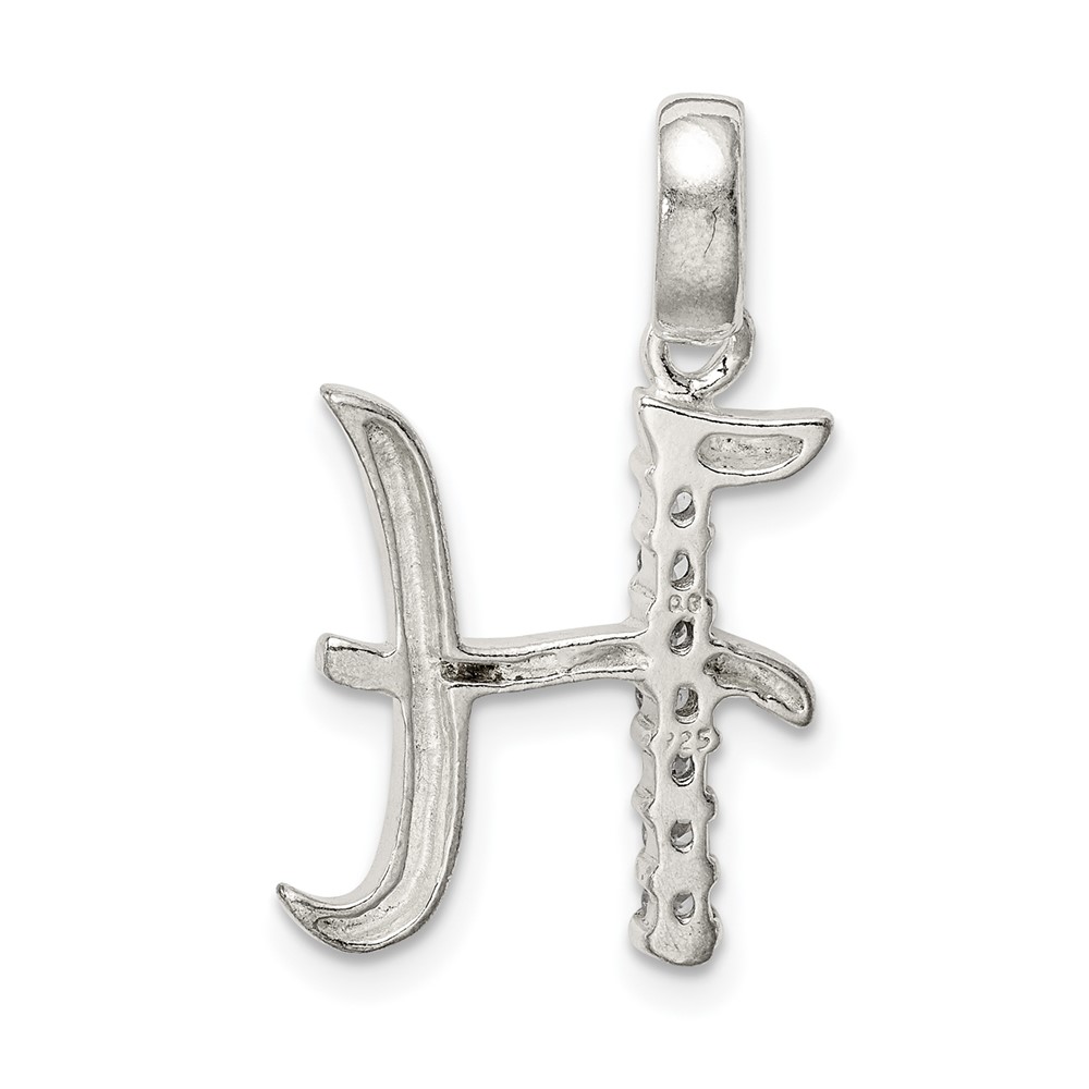 Sterling Silver CZ Letter H Initial Pendant (QC6525H)