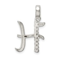 Sterling Silver CZ Letter H Initial Pendant view 3