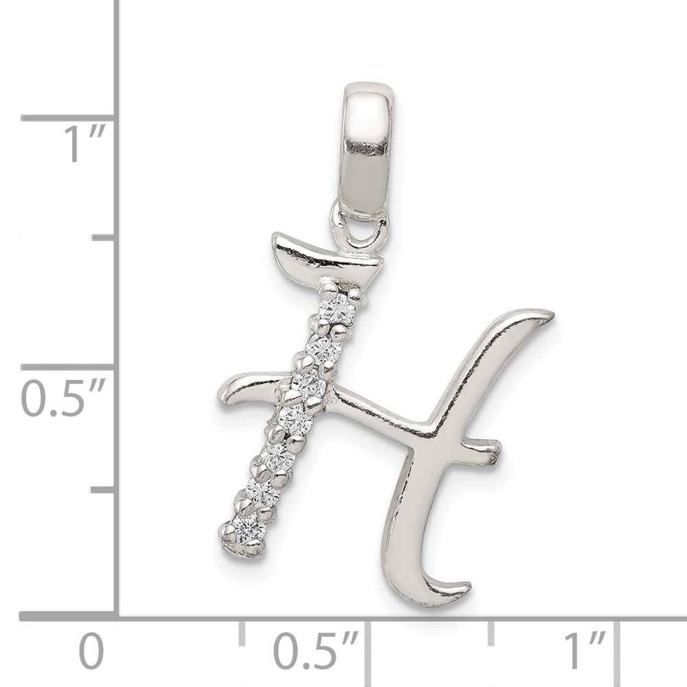 Sterling Silver CZ Letter H Initial Pendant (QC6525H)