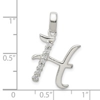 Sterling Silver CZ Letter H Initial Pendant view 4