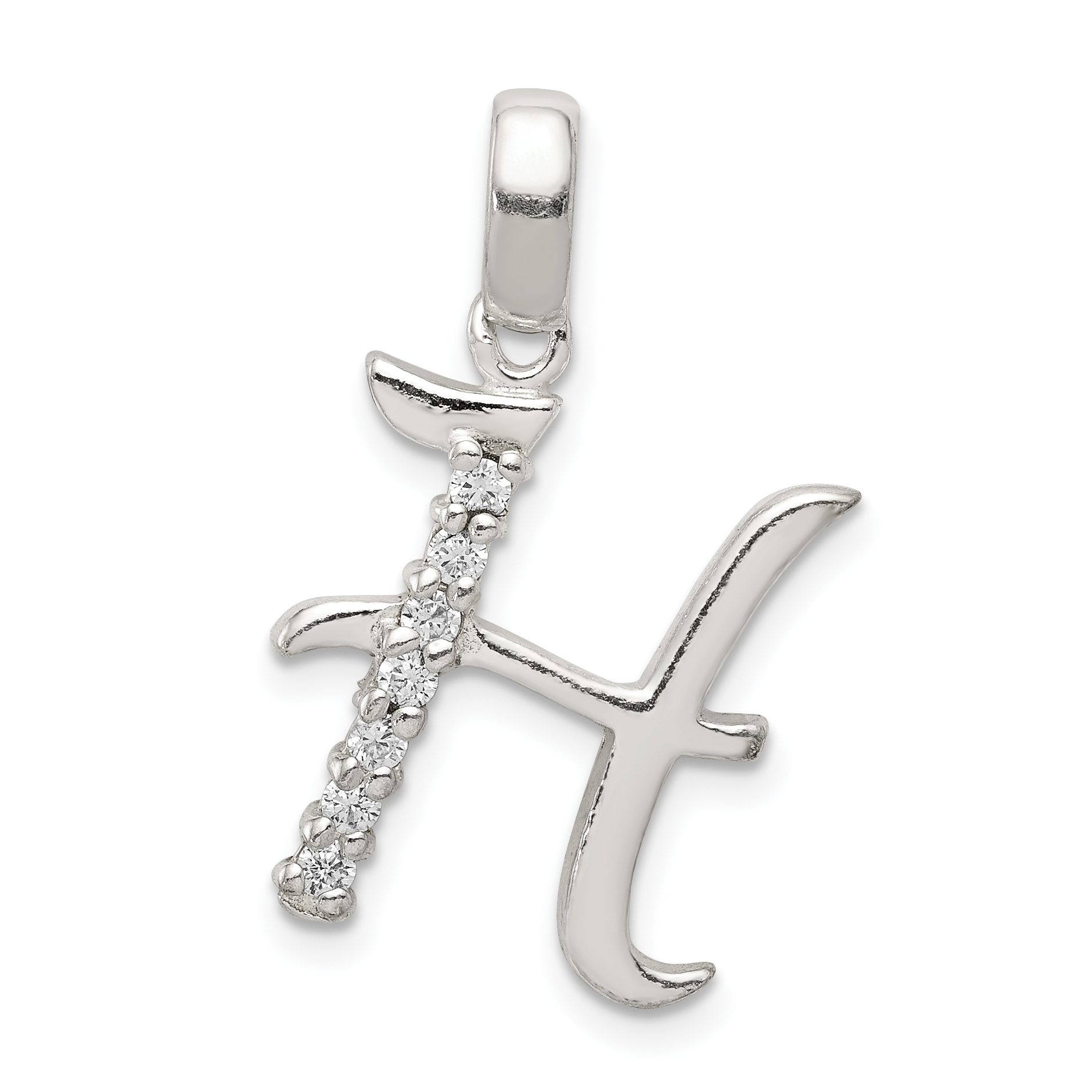 Sterling Silver CZ Letter H Initial Pendant (QC6525H)