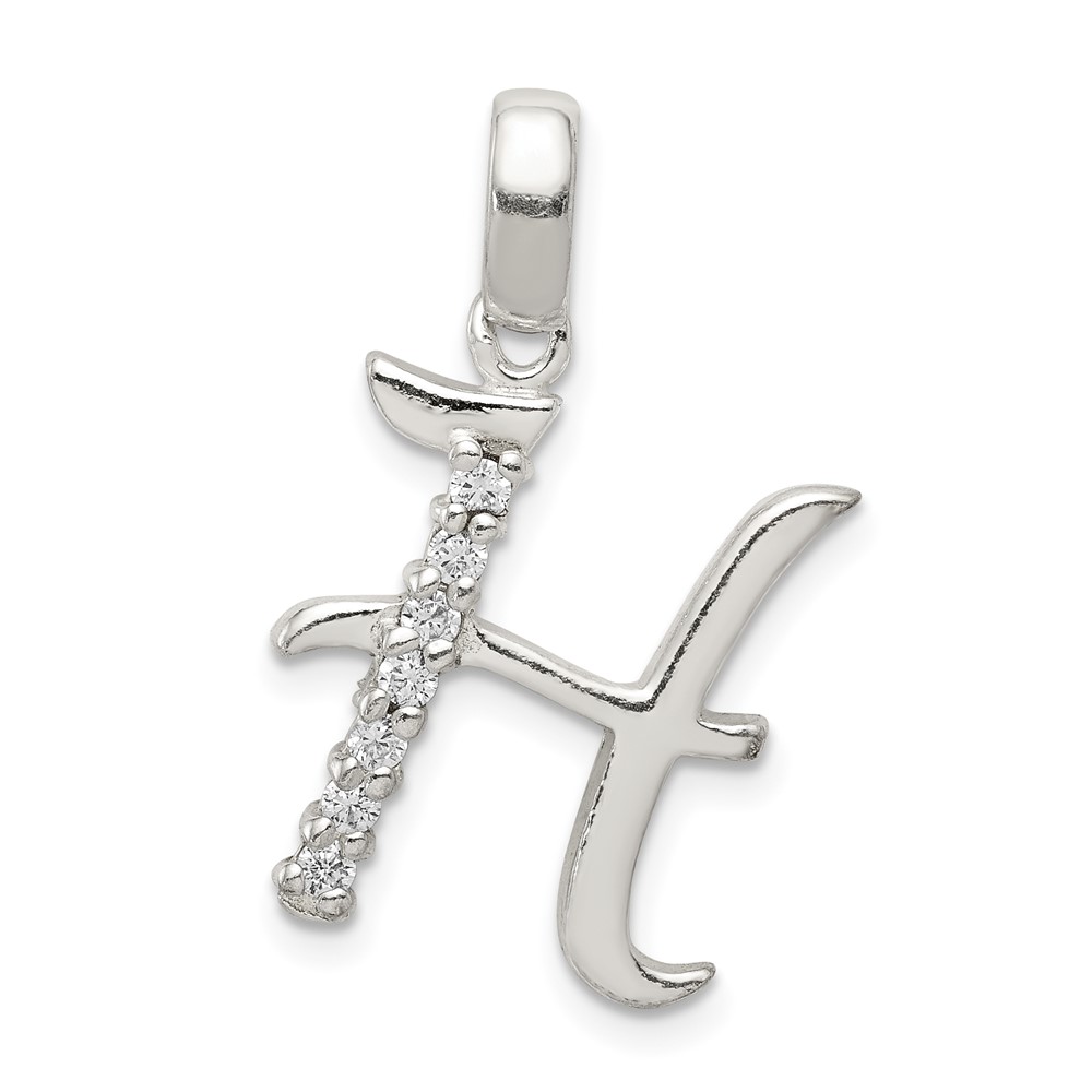 Sterling Silver CZ Letter H Initial Pendant (QC6525H)