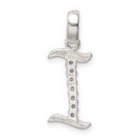 Sterling Silver CZ Letter I Initial Pendant view 3